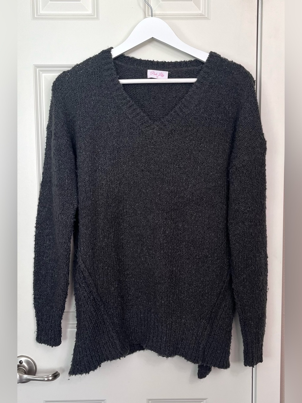 Pink Lily Textured V-Neck Sweater
